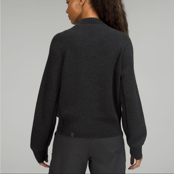 Lululemon reversible double knit zip-up sweater black grey sage - Picture 3 of 10